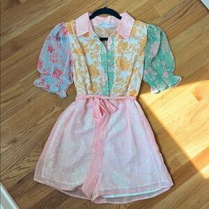 Petal & Pup Pink Cream Puff Sleeve Romper